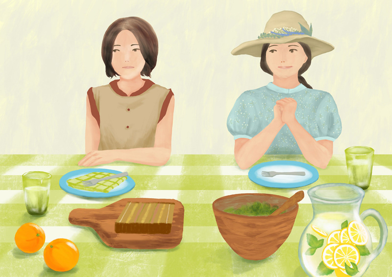Lunch in the Garden / 緑色のギンガムクロス