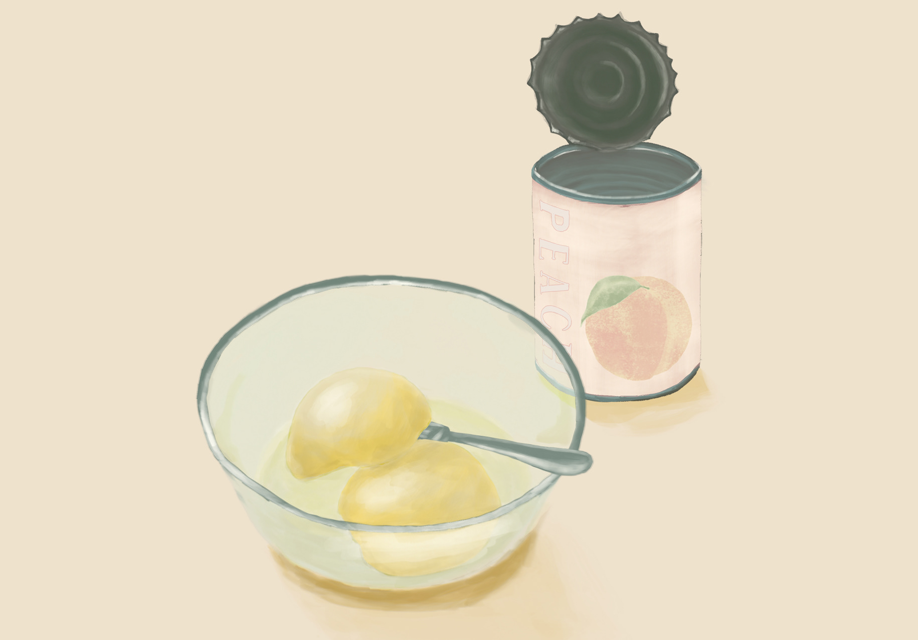 風邪の日の桃缶
