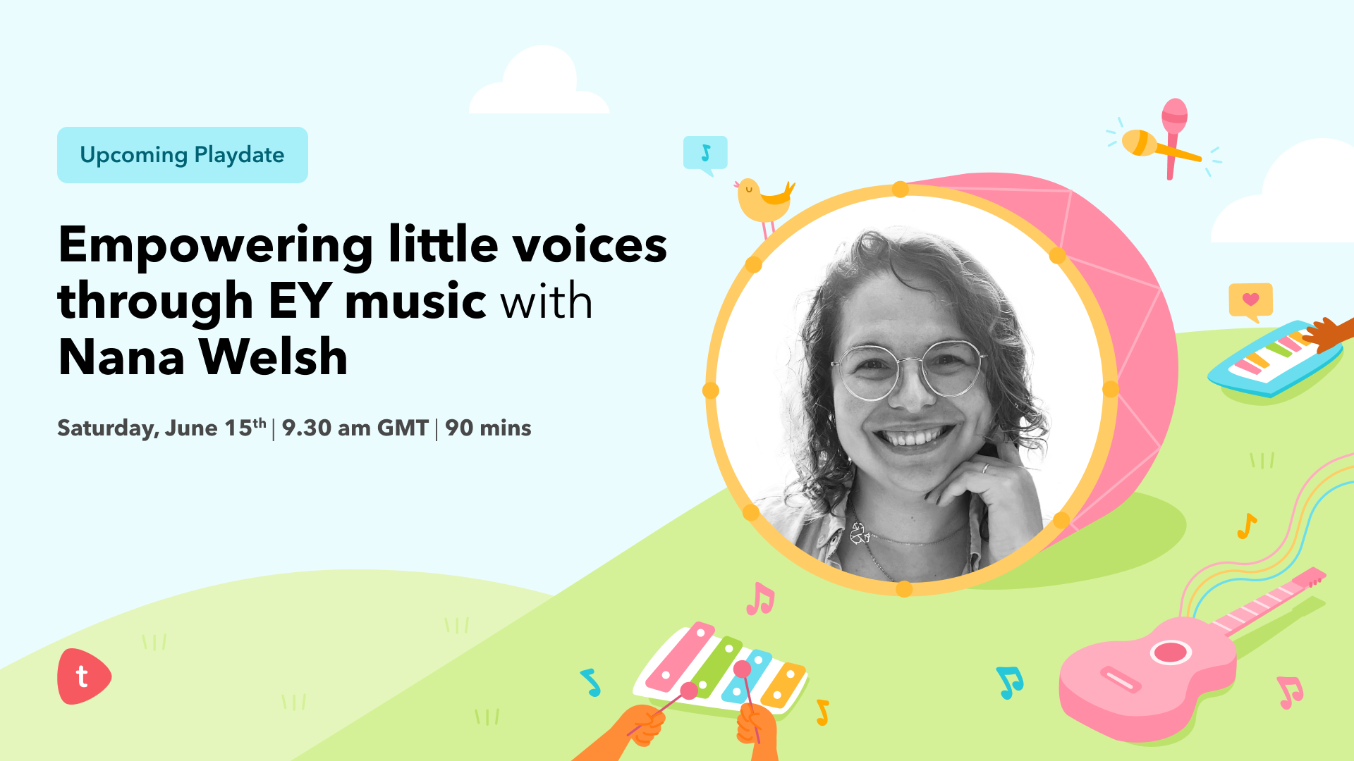 Banner design for 'Empowering little voices', a Toddle Playdate webinar