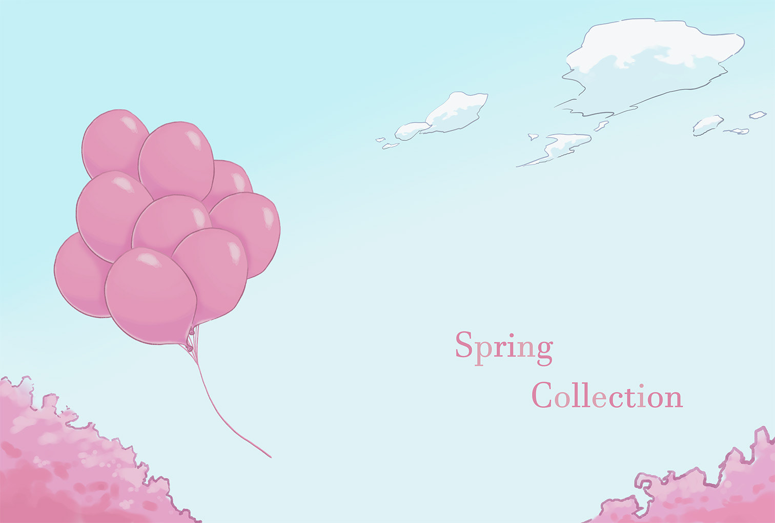 主役となるモチーフが引き立つよう、 色の主従関係を意識して設計した背景イラストです。 文字や要素を配置しやすく、 春向けのキャンペーンやバナー用途を想定しています。