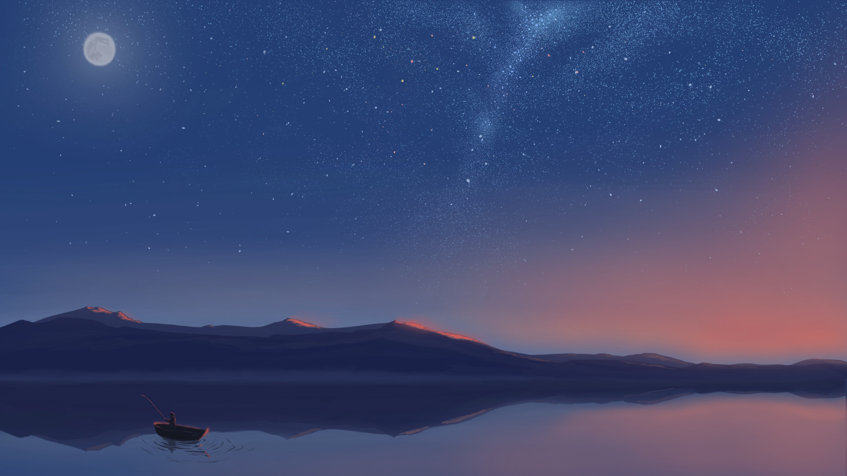 残光｜夜空・湖の背景