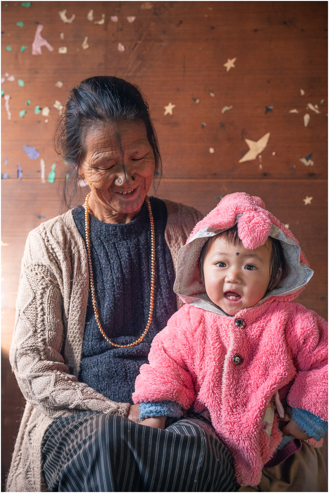 An Apatani woman with her granddaughter