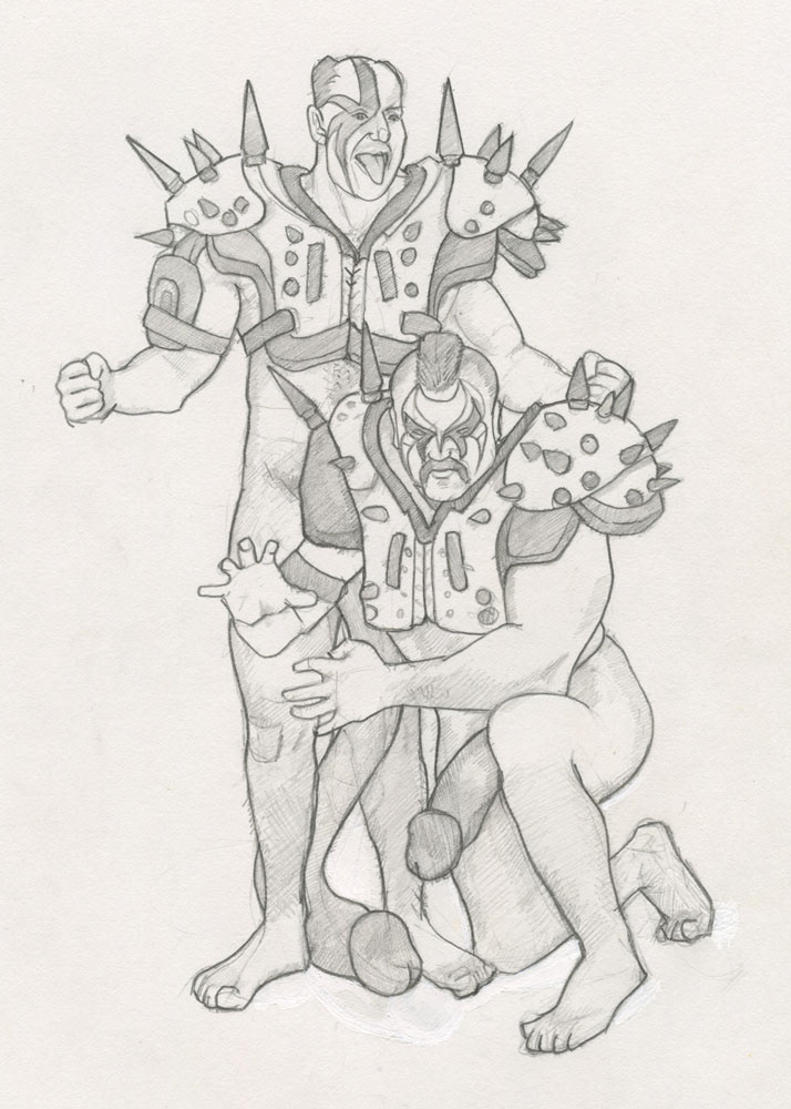 "Wrestlers", 1993, 7.5"x9.5", $20