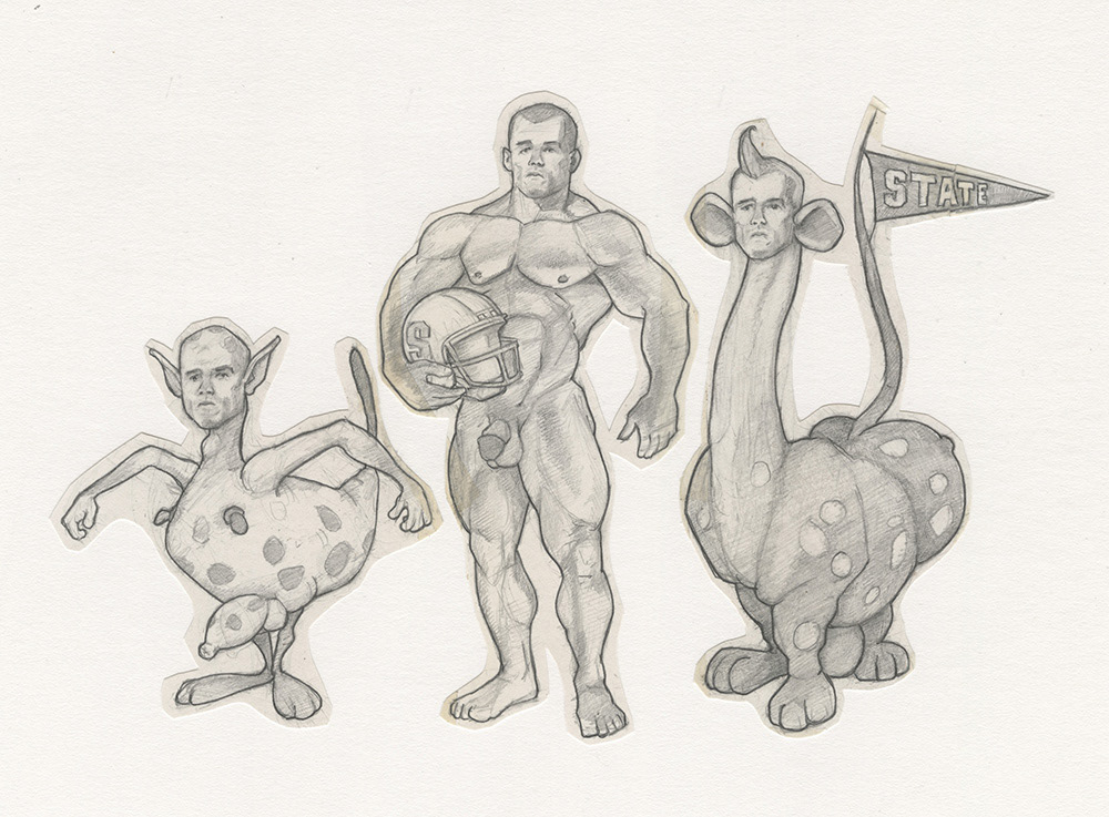 "Three Freaks", 1993, 12"x9", $60