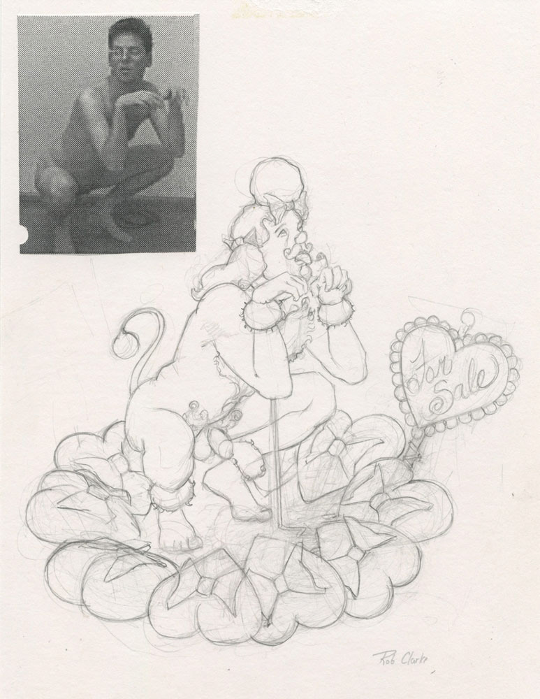 "Portrait of the Artist as a Young Poodle", sketch, 1995, 7.5"x10", $20
