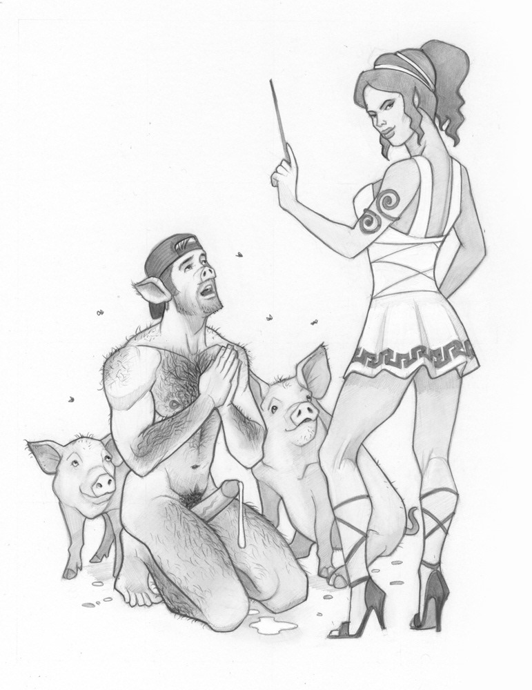 "Circe Ignores Their Pleas.", 2015, 9'x12", $300