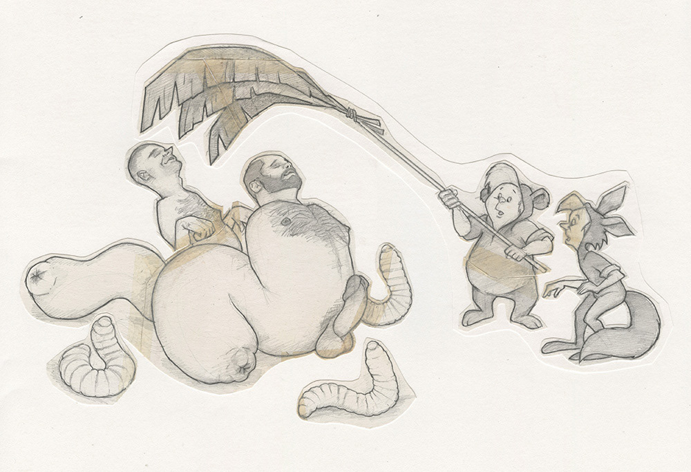 "Fat Maggots", 1993, 14"x9.5", $75