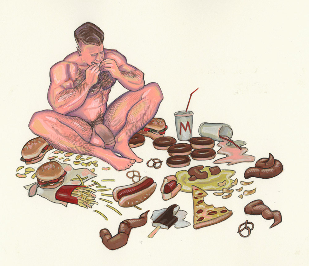 "Pig Out", 1994, 10"x8", Acrylic & colored pencil, $250