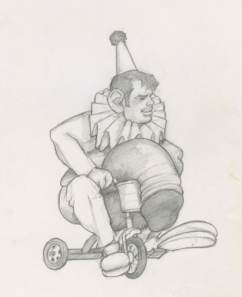 "Tom of Finland on a Tricycle", 1993, 7"x8", $20