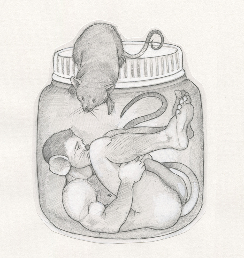 "Bottled Mouseboy", 1993, 7"x10", $50