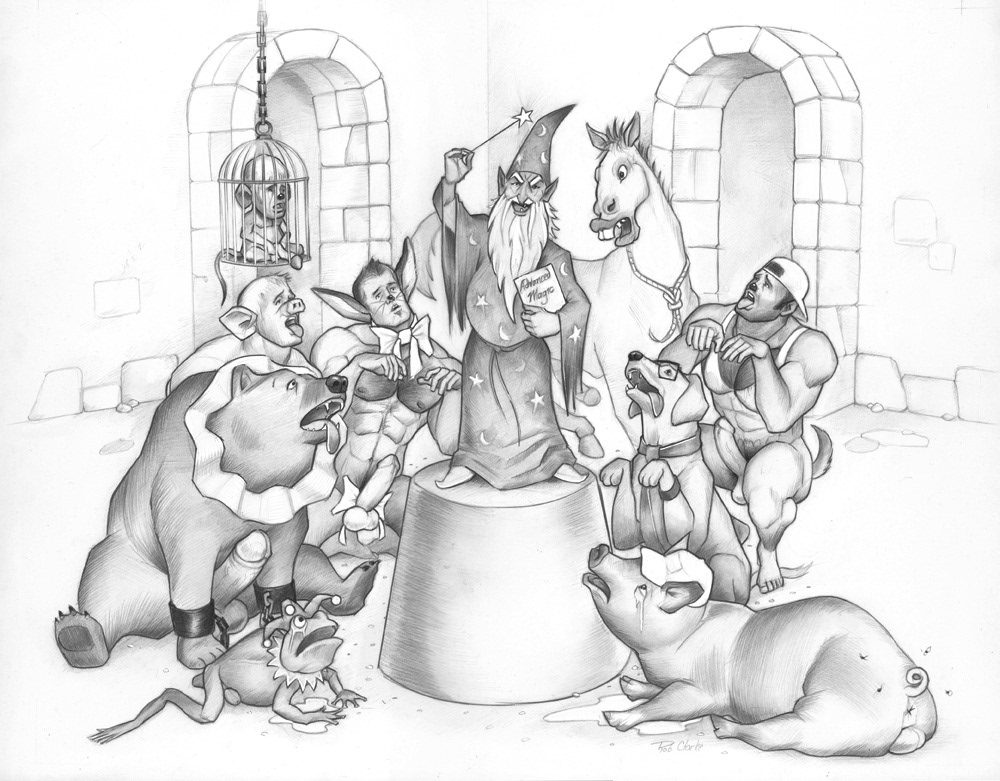 Merlin and Friends, 14"x11”, 2005, $300