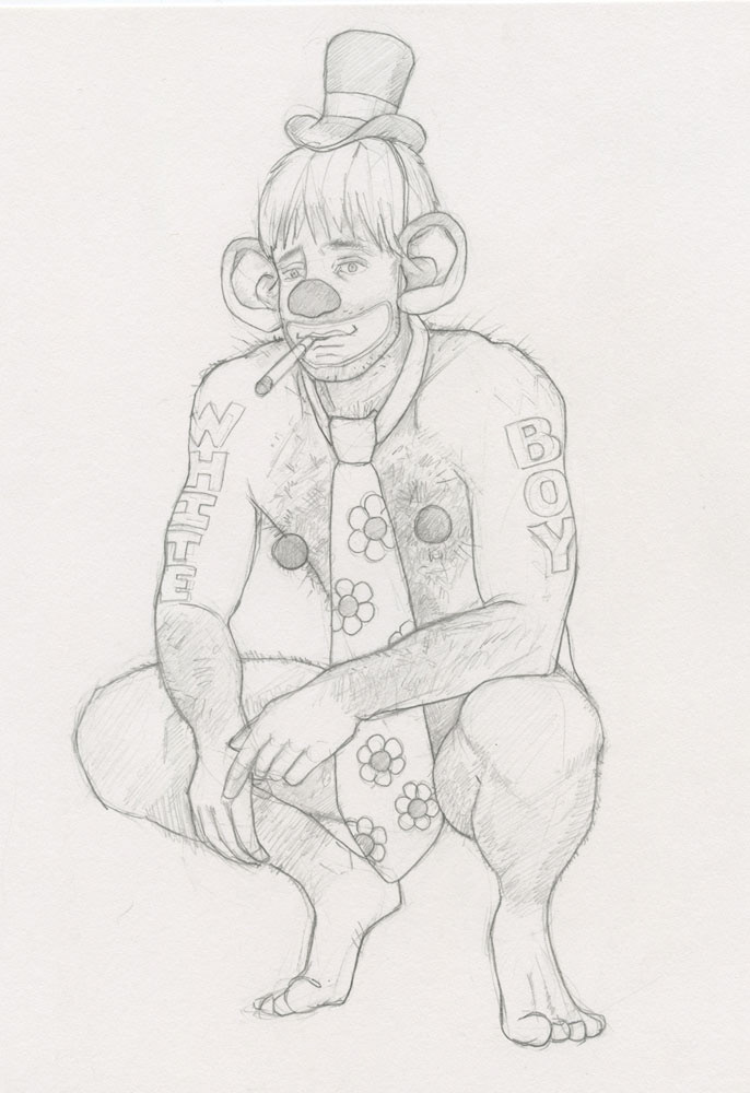 "White Boy the Clown", 1993, 8"x10", $20