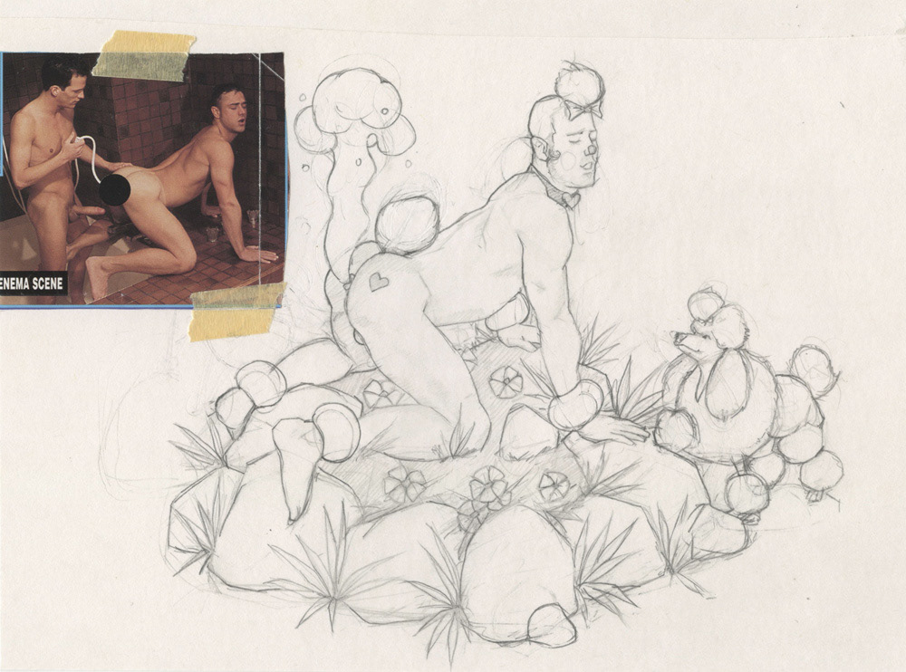 "Fleur & Florent", sketch, 1995, 9"x7", $20