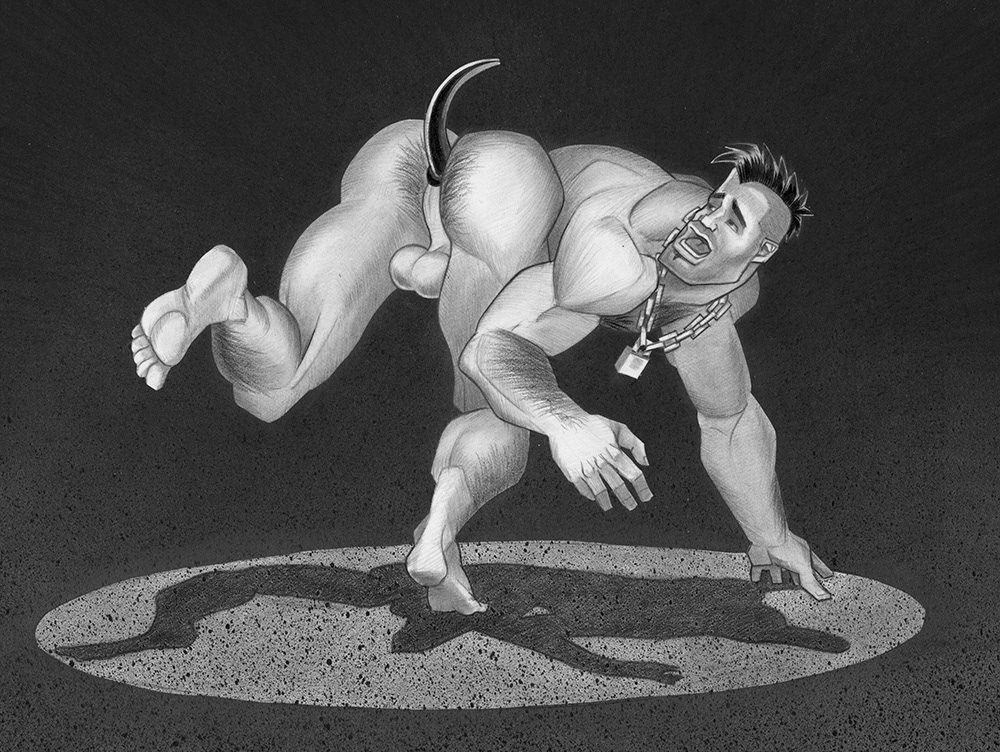 Chasin' Tail, 2011, 9.5" x 8", $300