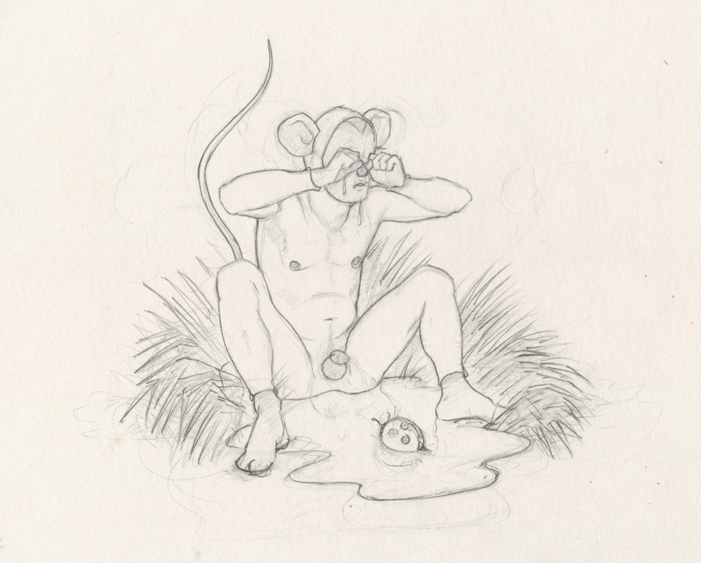 "Self Portrait as a Sad Little Mouseboy", sketch, 1994, 9"x7", $20