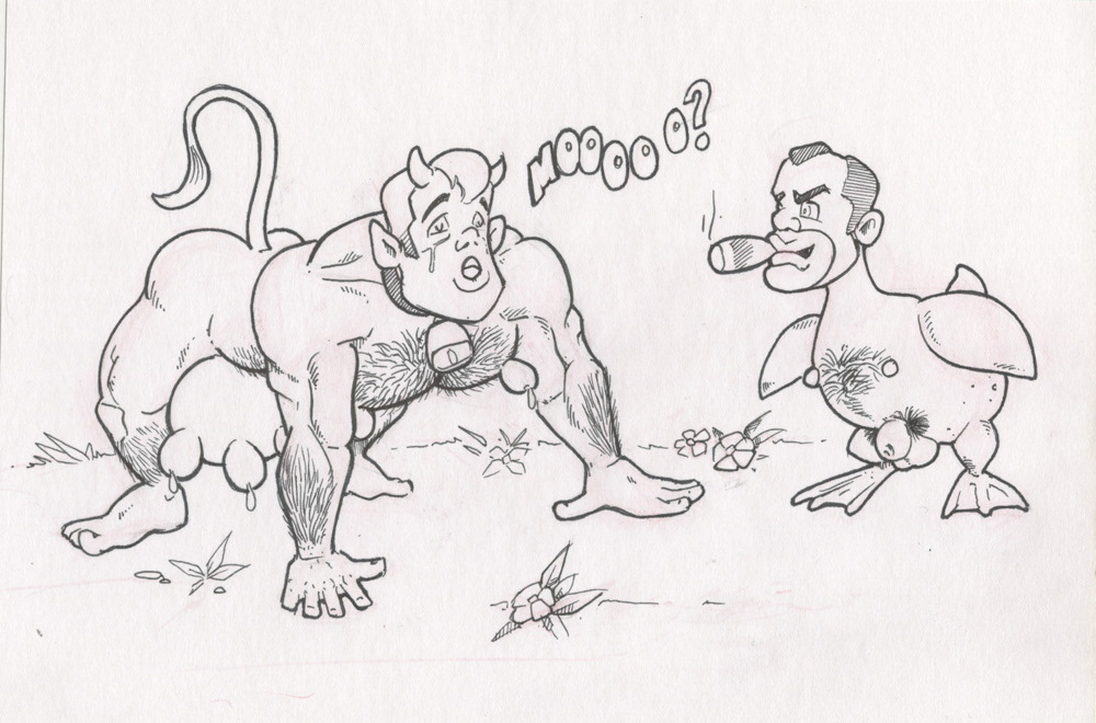 "Mr. Goose Shows a New Cowboi the Ropes", 2000, 9"x6", $50