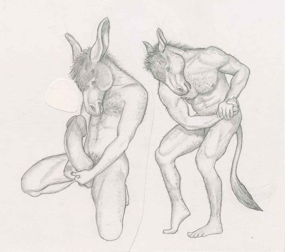 "Two Donkeys", 1993, 11"x10", $20