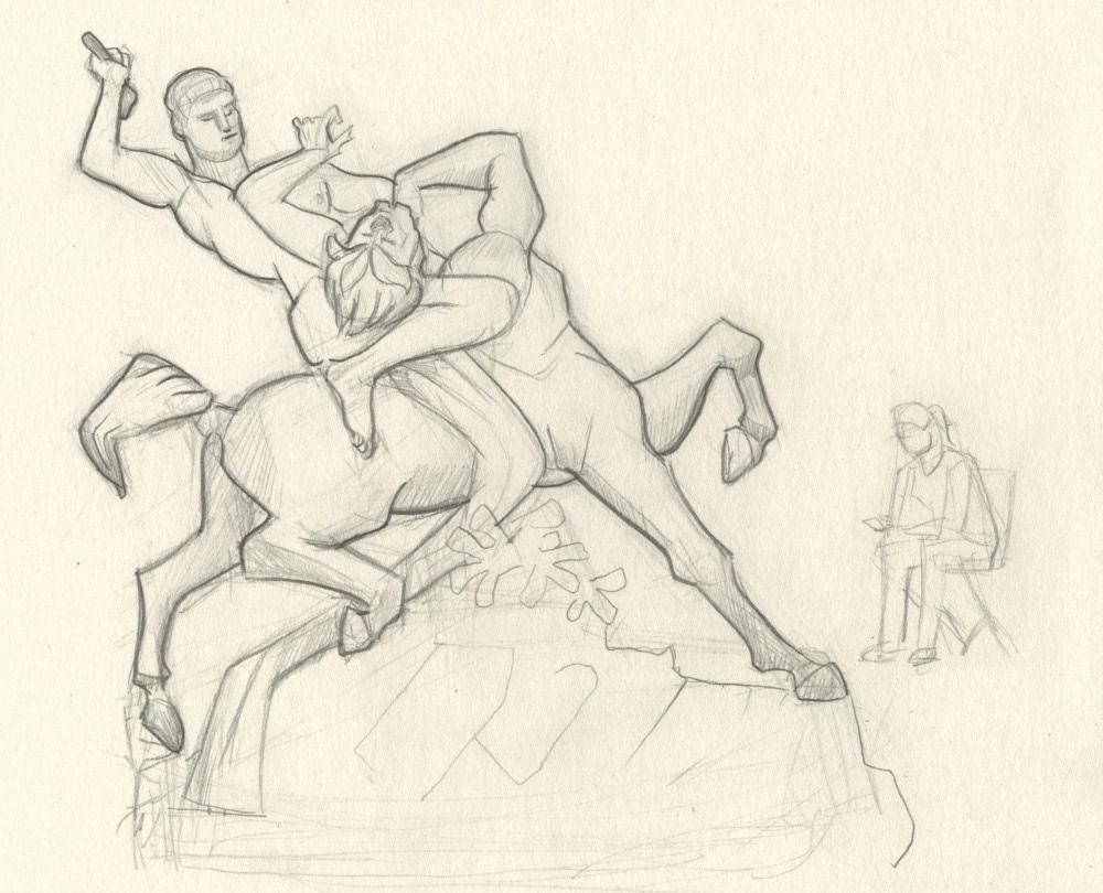 "Theseus battling Centaur", The Met Museum, 2024, 6"x8", $150