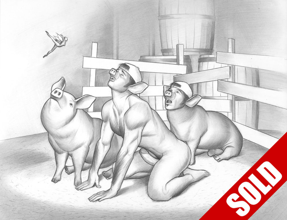 Three Pigs, 2005, 11"x8.5", $300