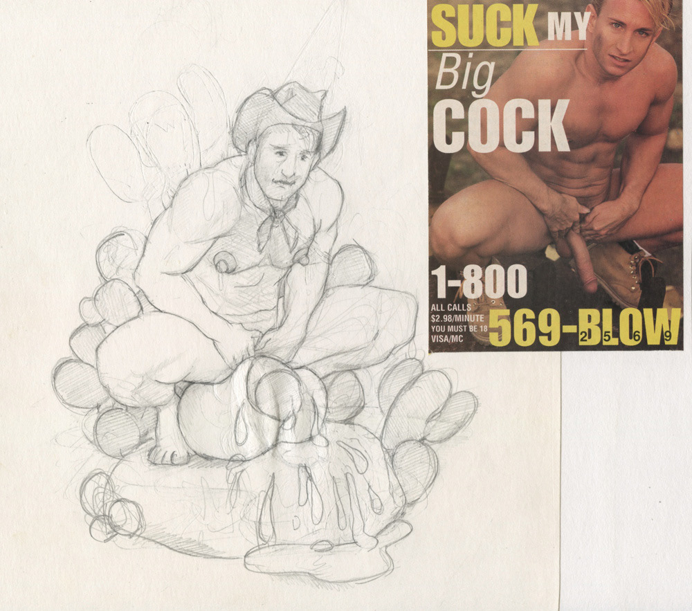 "Cowboy with Big Nuts", 1993, 10"x9", $20