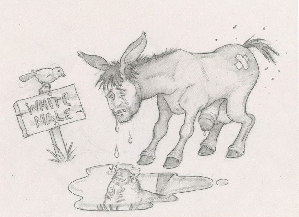"A Donkey Sees His Reflection v1", 1993, 10"x7.5", $20