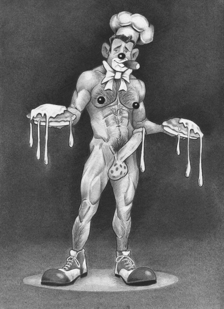 "The Pie Man after Dark", 2010, 9”x12”, Graphiite, charcoal, ink & silver pencil, $300