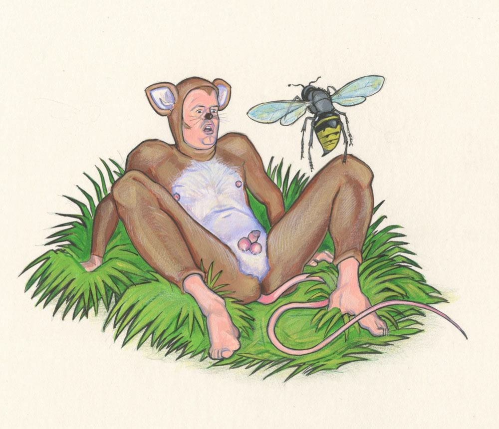 "Wasp Attack!", 1995, 8"x8", $200