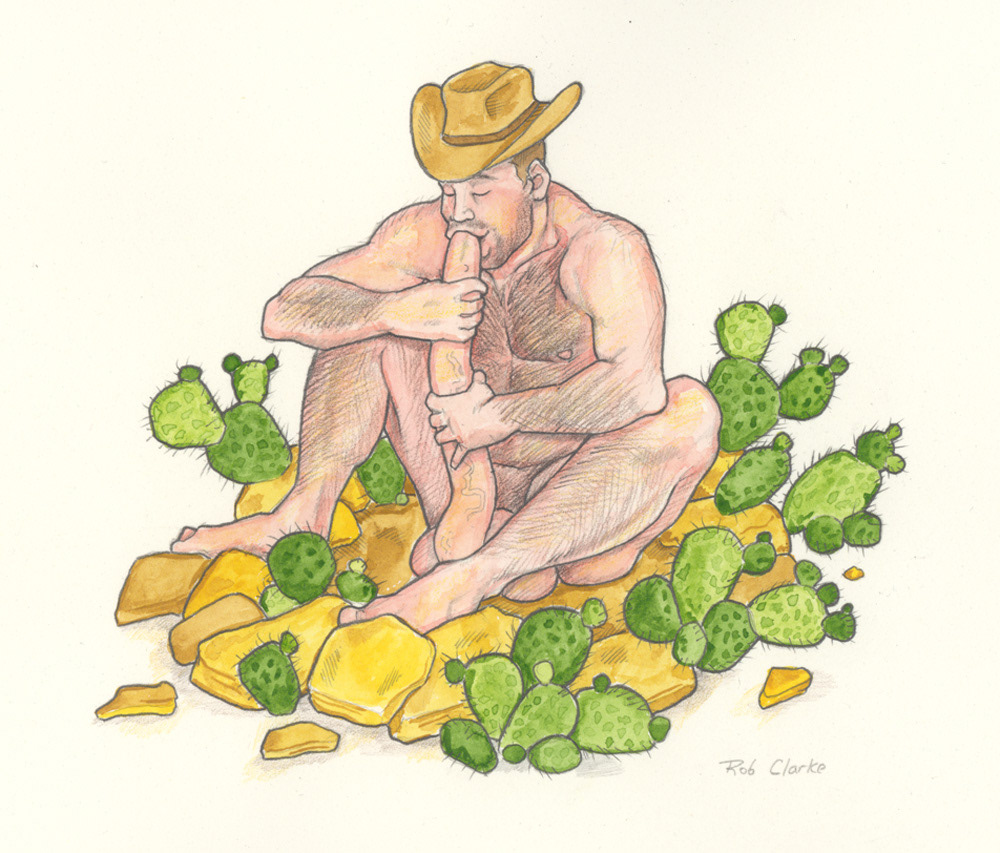 Self-Sucking Cowboy 1, 1997, 10"x8", $200