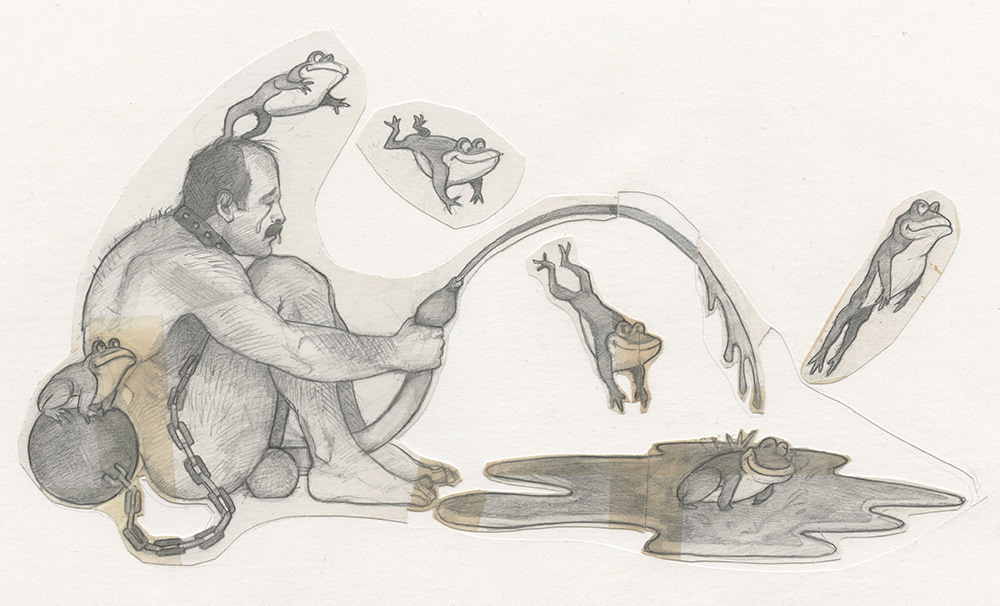 "Froggy Fountain", 1993, 14"x9", $50