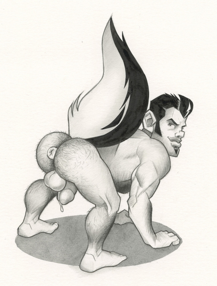 "Skunk Presentin'", 2005, ink and graphite, 8"x8", $150