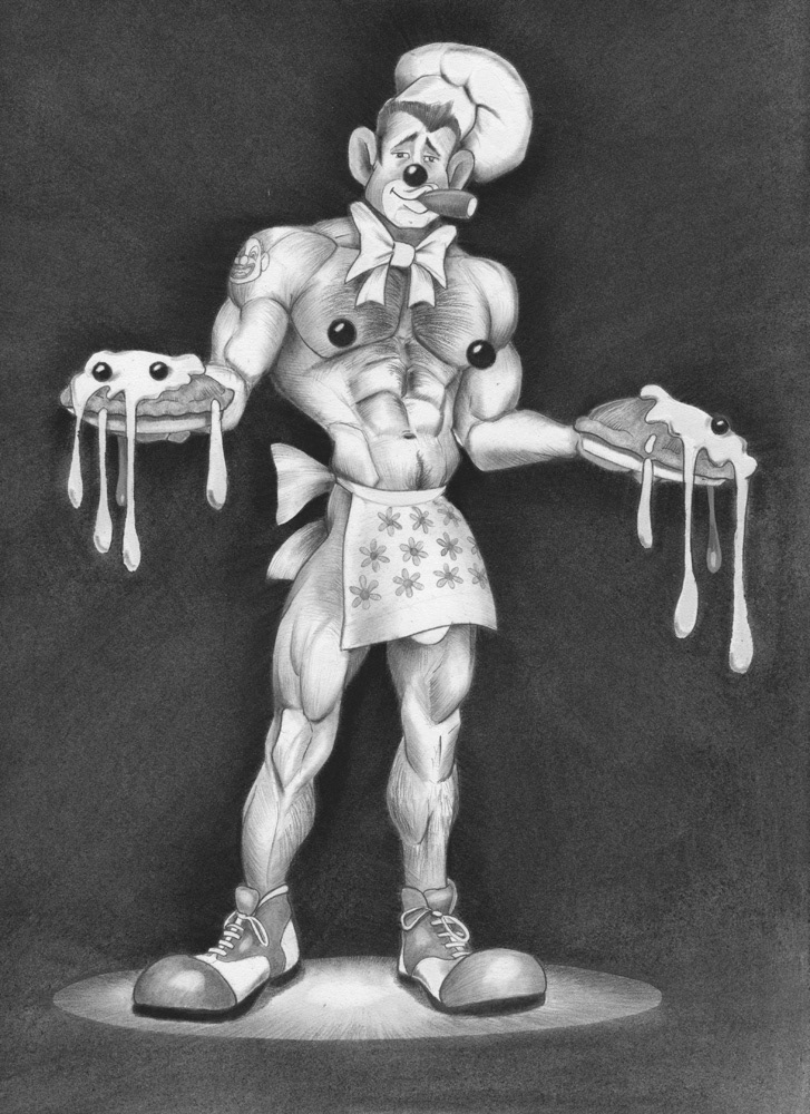 "The Pie Man", 2010, 9”x12”, Graphiite, charcoal, ink & silver pencil, $300