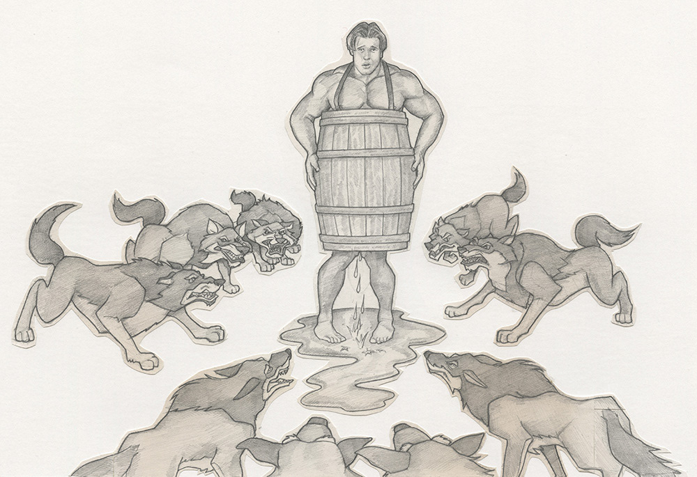 "Wolves of Wall Street", 1994, 15"x11", $100