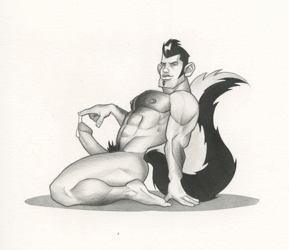 Skunk Kneelin', 8"x8", 2005, $150