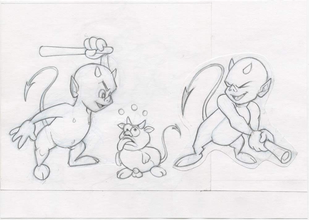 "Red Hots tormenting a transformed man", 2000, 9"x6.5", $50