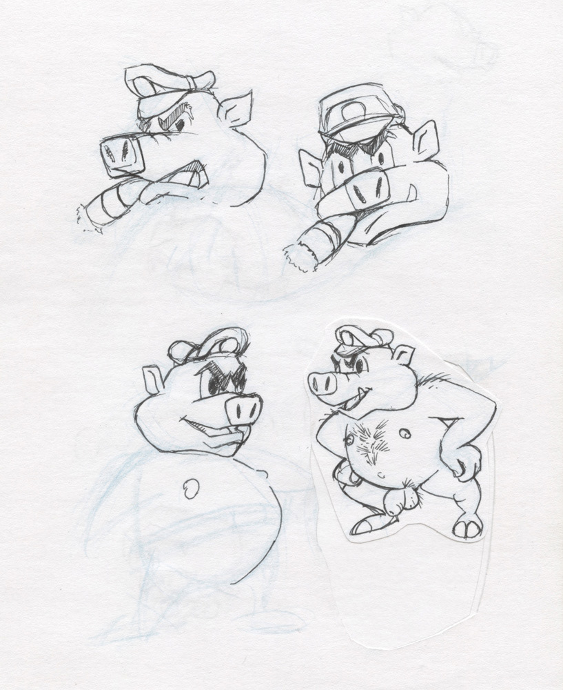 "Inked Police Pig Studies", 2000, 6"x8", $30