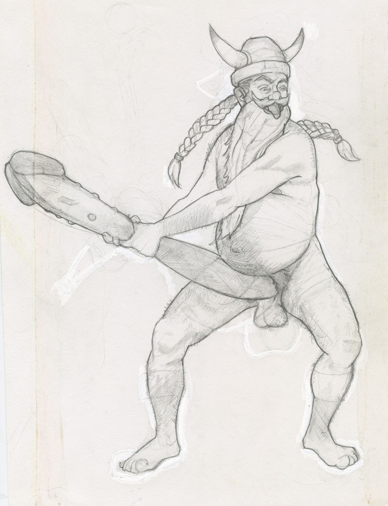 "Viking Swinging", 1993, 8"x10.5", $20