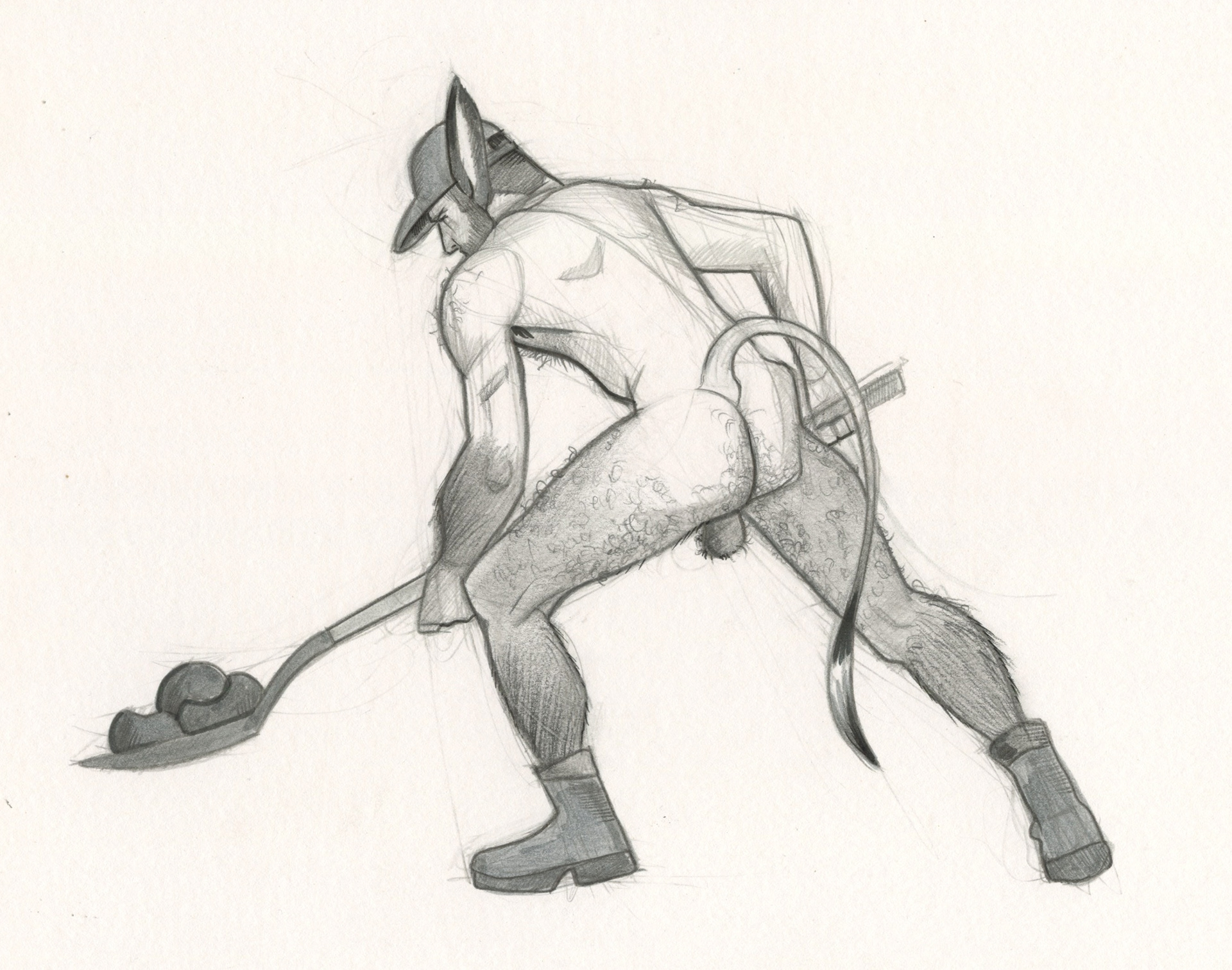 "Shovelling Shit", 2015, 9.5"x8", $50