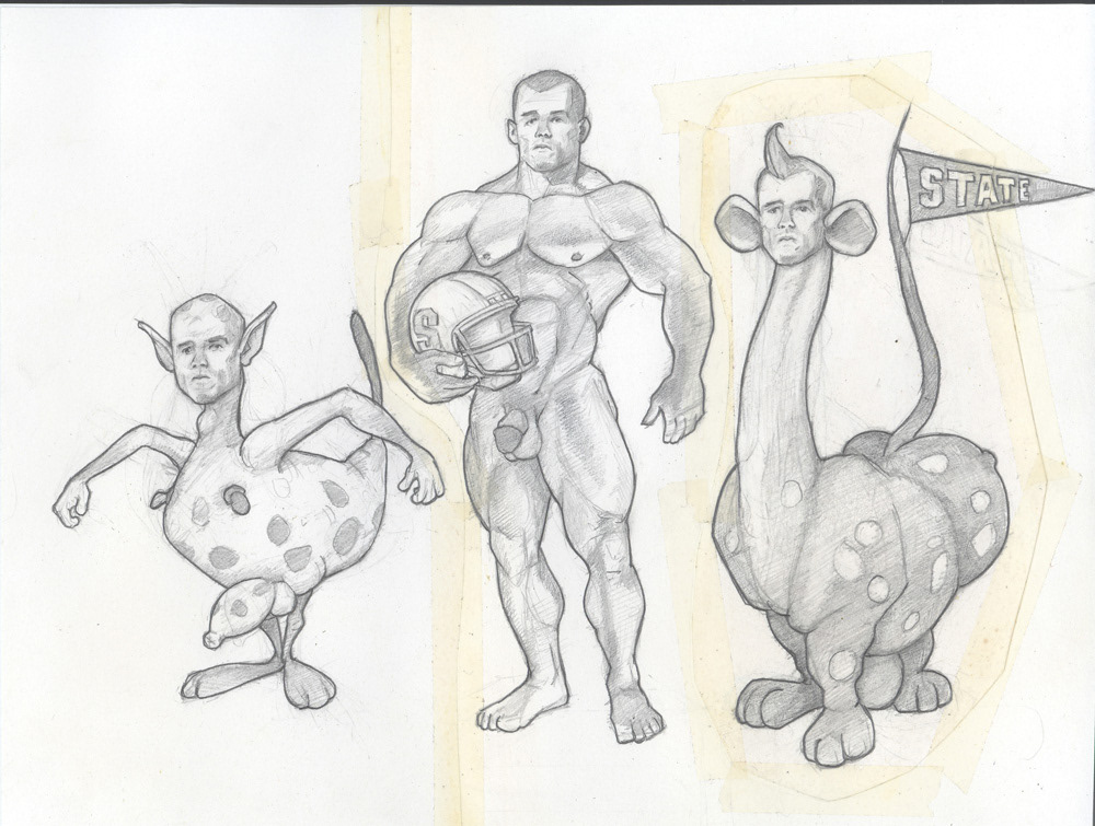 "Football Freaks", 1993, 11"x9", $50