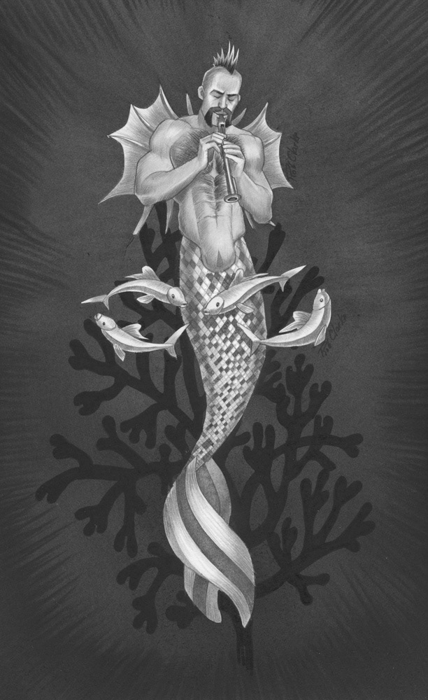 "Flounder Flutist", 2012, 9" x 12", $300