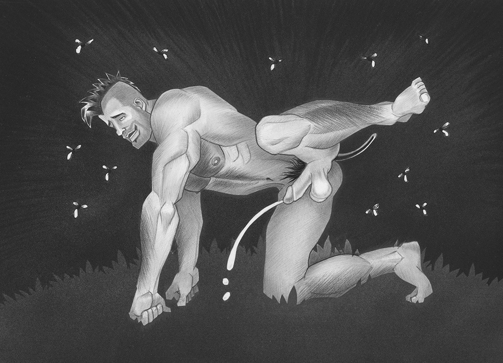 Scoot Peeing, 2011, 10" x 8", $300,