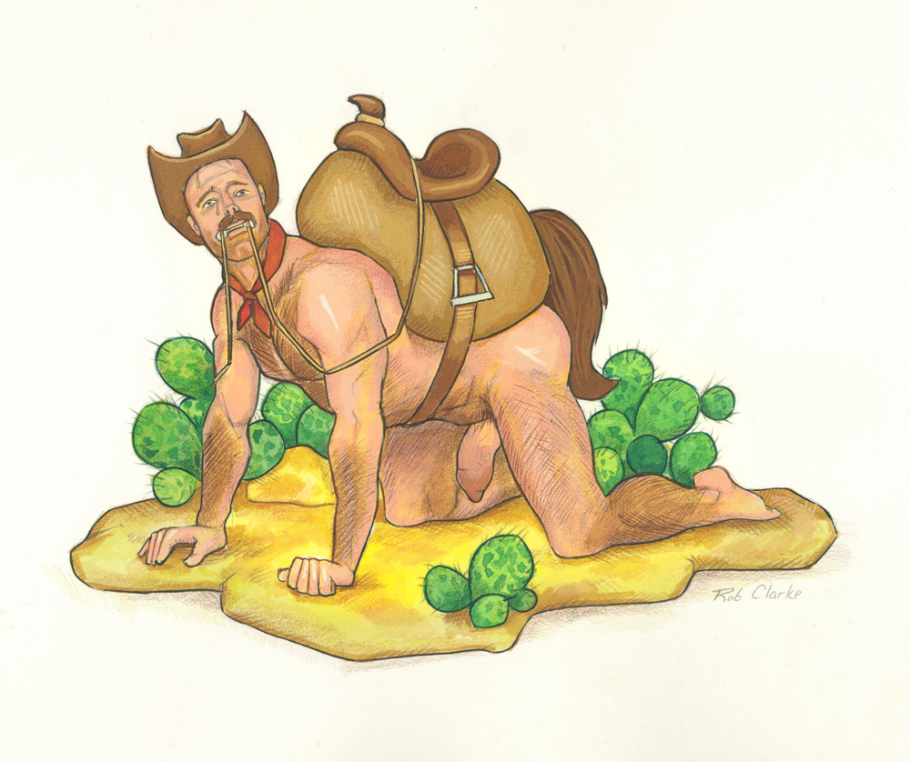 "Saddled", 1997, 10"x8", Gouache, watercolor, & colored pencil., $200