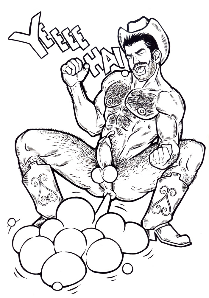 "Yeee Ha!", 1997, Ink on paper, 9"x12", $250