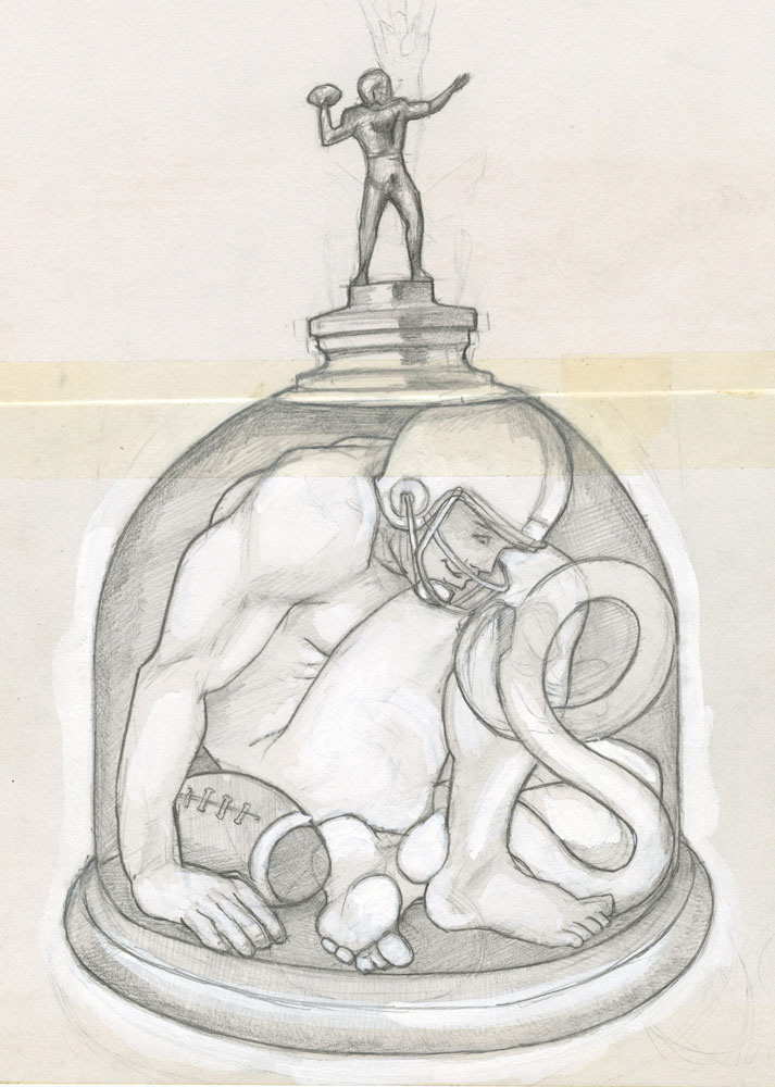 "Bottled Quarterback", 1993, 9.5"x7", $50