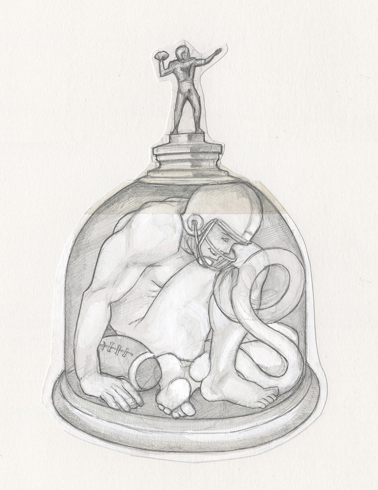 "Bottled Quarterback", 1993, 9"x11", $70