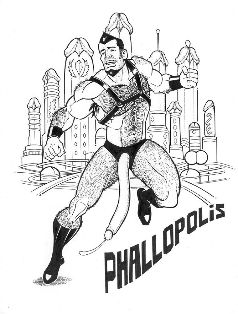 "Phallopolis", 2012/2026, 9"x12", $300. Personally, I find the “Big Dick Energy” of Phallopolis to be exhausting.