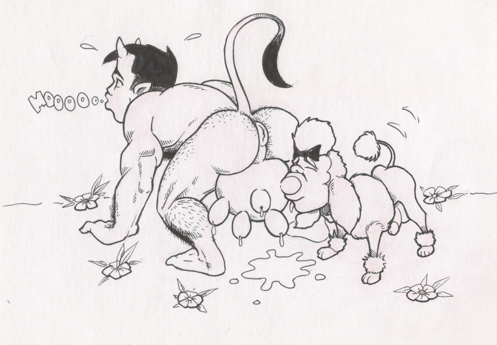 "Poodle Suckling a Cowboi", 2000, 9"x6", $50