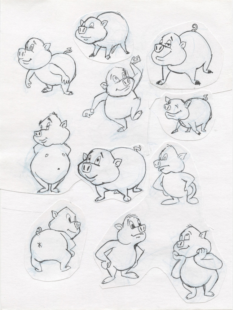 "Inked Pig Studies", 2000, 6"x8", $50