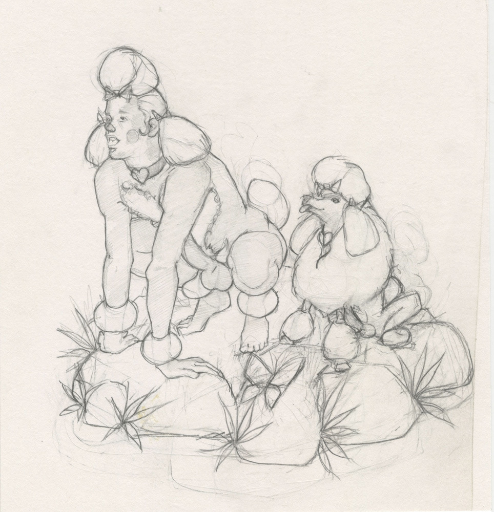 "Baguette & Benoît", sketch, 1995, 7"x8", $20