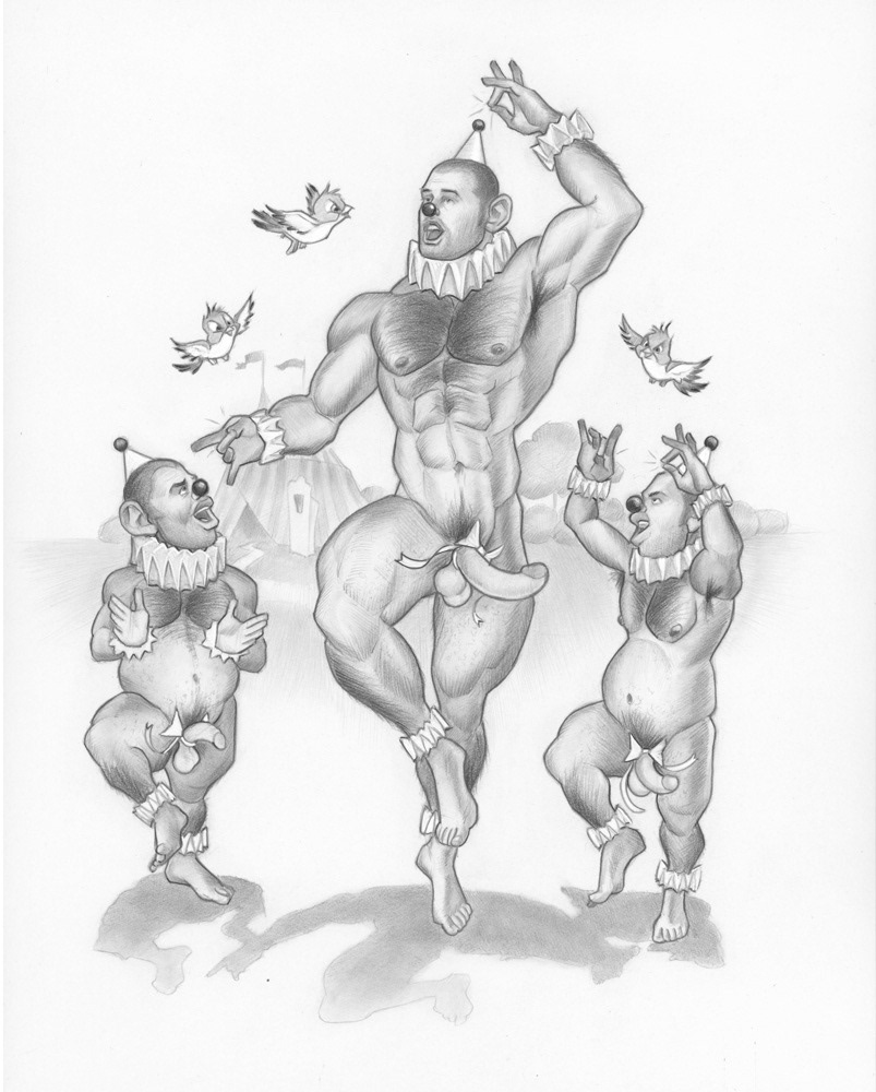 Dancing Bozos, 8.5"x11", 2005, $100