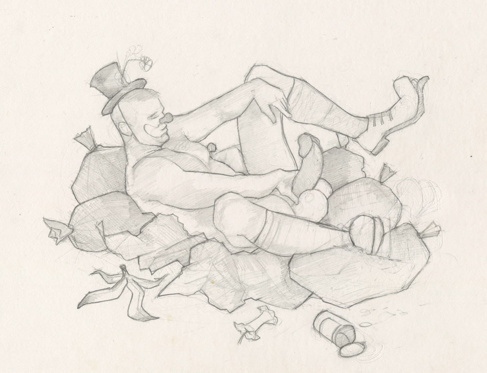 "Hobo Clown", 1995, 9"x7", $20
